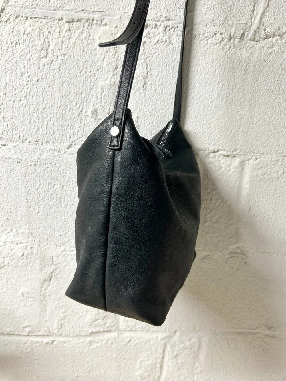 American Leather Co. Dayton Black Pebbled Leather Crossbody Hobo Bag; $145 MSRP